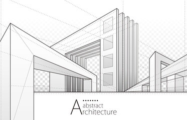 Fototapeta premium Architecture building construction perspective design, abstract modern urban landscape background.
