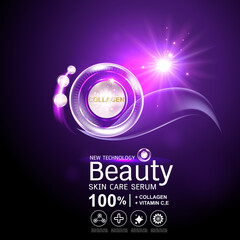 Collagen Solutions Vector Background Concept for Advertising Banner Poster SkinCare Cosmetic Products.