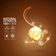 Collagen Solutions Vector Background Concept for Advertising Banner Poster SkinCare Cosmetic Products.