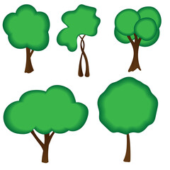 Set of vector trees. Isolated on transparent background.