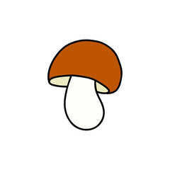 Mushroom. Cartoon doodle hand drawn outline vector illustration.