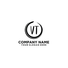 Letter VT Beautiful handwriting logo