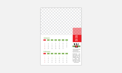 New year calendar template design, Week Starts on Monday. Set of 12 Months.
