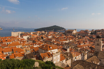 Fototapeta na wymiar View of the rooftops of the Old Town of Dubrovnik. Croatia