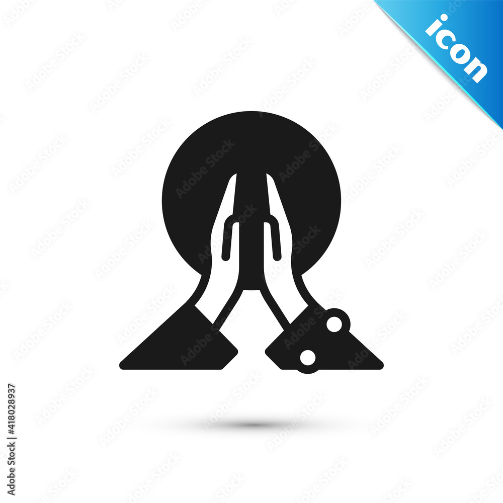 Sticker grey meditation icon isolated on white background. vector.