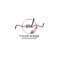 Letter WD Beautiful handwriting logo