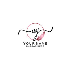 Letter WJ Beautiful handwriting logo