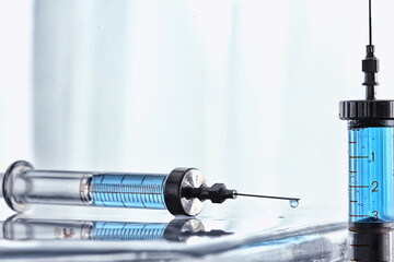 vintage syringe medicine, concept vaccine, injection, drug
