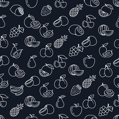 fruits seamless pattern . Summer tropical healthy food. Cute background. Vector illustration