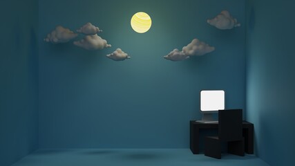 Work from home abstract background 3D render