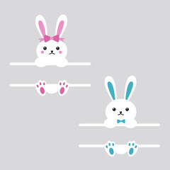 Bunny split monogram. Happy easter bunny. Vector illustration.