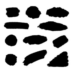 Grunge brush black strokes. Abstract paint frame. Hand drawn vector illustration.