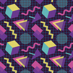 Seamless 1980's Geometric and Pastel Pattern