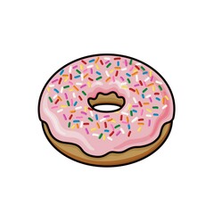 Pink Iced Doughnut with Sprinkles Digital illustration