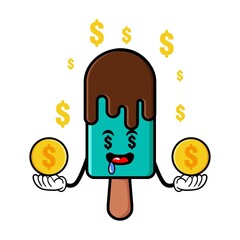 cute ice cream cartoon mascot character funny expression