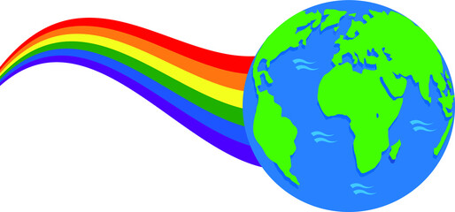 Planet Earth. Colors of the LGBT community. Color wave.