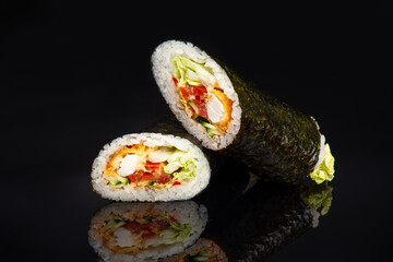 shawarma sushi roll on black