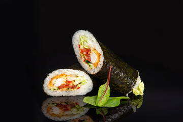 shawarma sushi roll on black