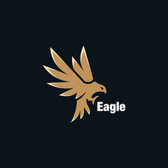 Hunting posting eagle design. Flying Eagle Golden Bird abstract Logo design vector template. Eagle Logotype concept icon. Vector high quality design