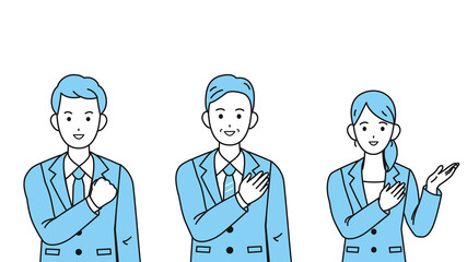 ビジネス　会社員　安心　信用　おまかせ　男女　イラスト素材