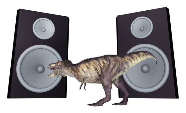 Lautsprecherboxen und Tyrannosaurus Rex, Freisteller