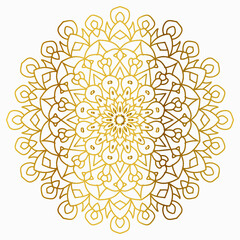Naklejka premium Mandala with golden gradient. Luxury ornamental in gold color. Round ornament, repeating elements. 