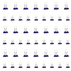 Shabbat pattern, Shabbat candles, Kiddush cup and Challah with Challah cover seamless pattern on White background