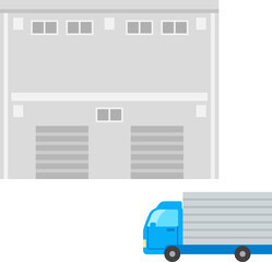 倉庫と大型トラック