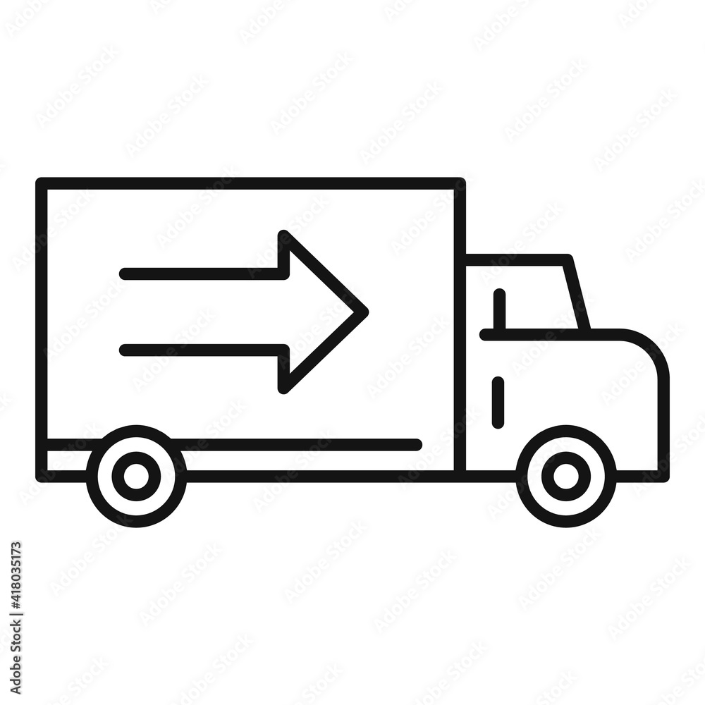 Sticker delivery truck icon. outline delivery truck vector icon for web design isolated on white background