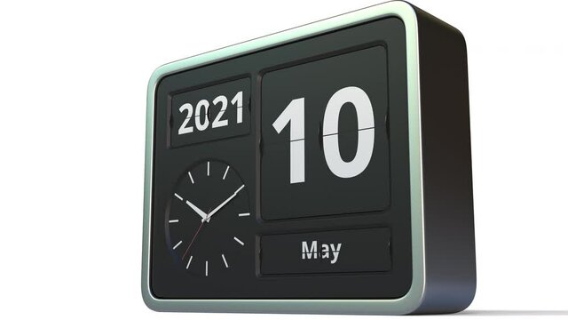 May 10 date on the flip clock calendar, 3d animation