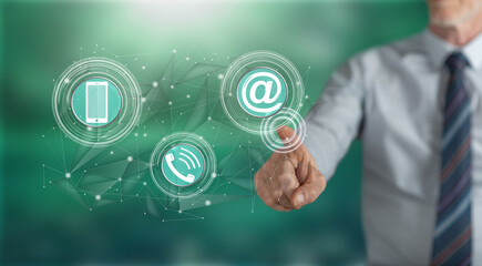 Man touching a contact concept