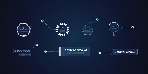 Futuristic style leader callout HUD. Modern digital templates applicable for frame layout. Information calls and arrows. Futuristic hud frame red and blue png.	