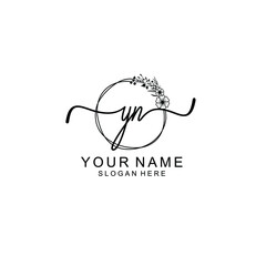 Letter YN Beautiful handwriting logo - obrazy, fototapety, plakaty