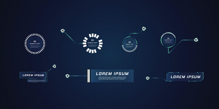 Futuristic style leader callout HUD. Modern digital templates applicable for frame layout. Information calls and arrows. Futuristic hud frame red and blue png.	