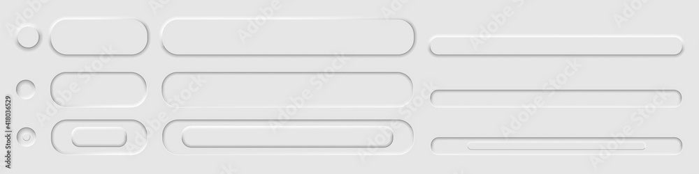 Poster vector set of white buttons in neomorphism style. a set of buttons for a site or application. stock 