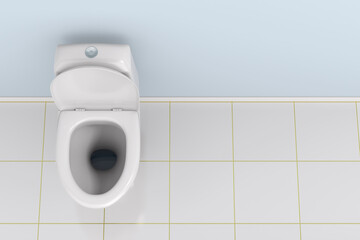 Fototapeta premium Toilet bowl into washroom. 3D illustration