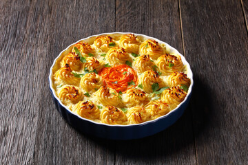 Fish pie, fisherman pie in a dish