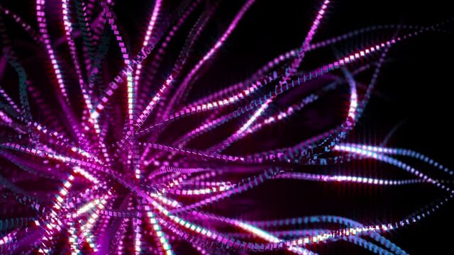 Abstract background 3D  shiny alien tentacle structure or creature move and transform in space loop. Great fro scientific, technological, sci-fi, horror illustration etc.
