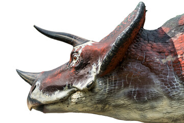 Portrait of triceratops isolated on white background - obrazy, fototapety, plakaty