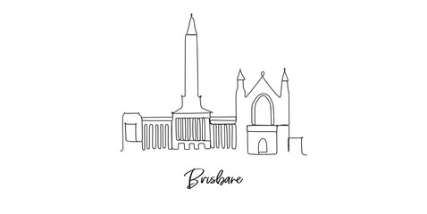 Obraz premium Brisbane Australia landmark skyline - famous place for travel and tourism destination - continuous one line drawing