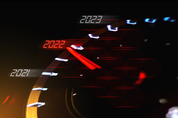 New Year Countdown Concept Car speedometer, year 2022