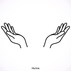 illustration vector hand drawn of open hand giving or receiving isolated