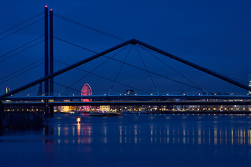 Düsseldorf city places buildings blue hour   