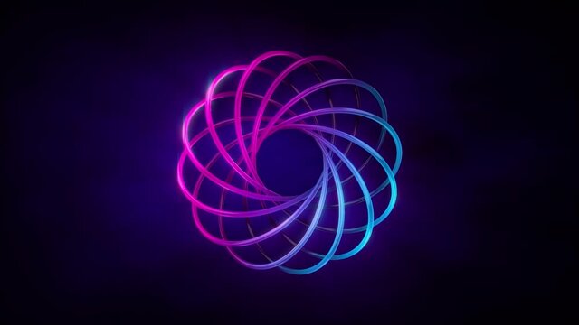Abstract background 3D animation shiny regular geometry structure rotate and transform in space loop.