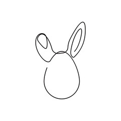 Easter bunny one line icon, easter and holiday, rabbit in egg sign, vector graphics, single line, eps 10