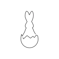 Single line Easter bunny, easter and holiday, rabbit in egg sign, vector graphics, one line icon, eps 10