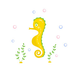 yellow green seahorse character