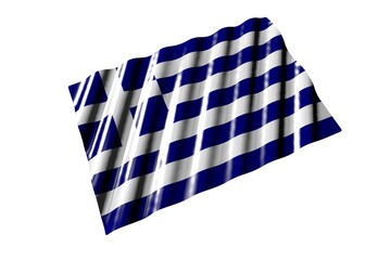Obraz premium wonderful celebration flag 3d illustration. - shiny flag of Greece with big folds lie isolated on white, perspective view