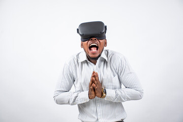 young african man feeling immersed in virtual reality experience