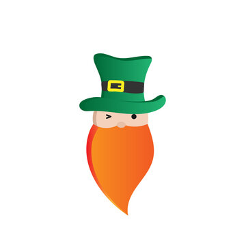 kawaii saint patrick with red beard vector drawing on white background
